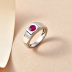 Gemfields Montepuez Ruby & Moissanite Band Ring in Rhodium Overlay Sterling Silver 1.00 Ct_7856966_1