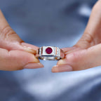 Gemfields Montepuez Ruby & Moissanite Band Ring in Rhodium Overlay Sterling Silver 1.00 Ct_7856966_2