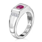 Gemfields Montepuez Ruby & Moissanite Band Ring in Rhodium Overlay Sterling Silver 1.00 Ct_7856966_3