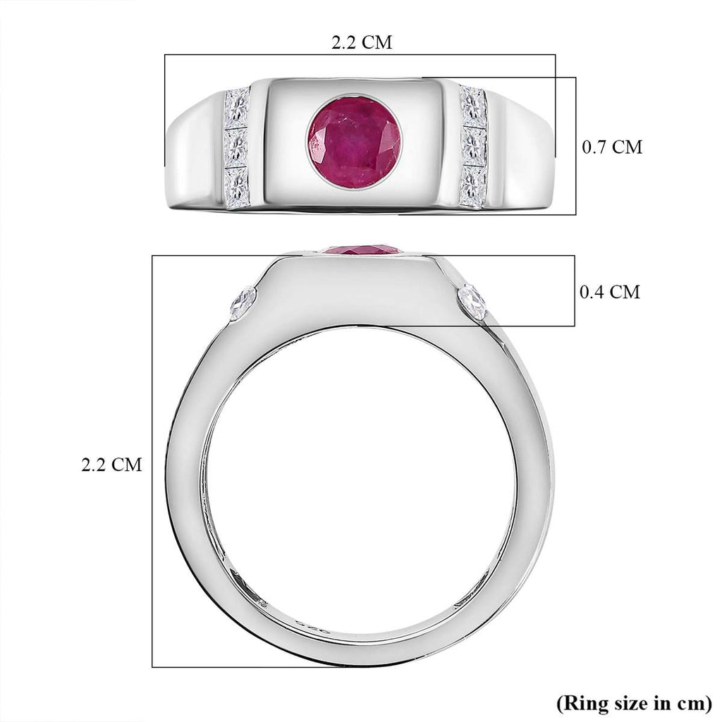 Gemfields Montepuez Ruby & Moissanite Band Ring in Rhodium Overlay Sterling Silver 1.00 Ct_7856966_5