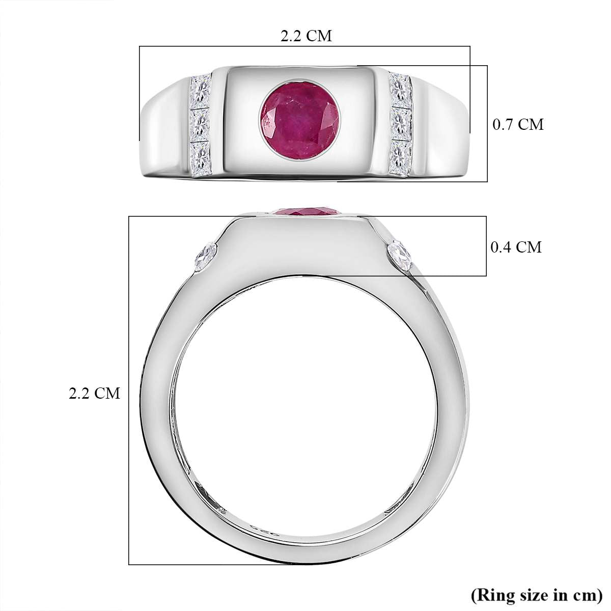 Gemfields Montepuez Ruby, Moissanite Ring in Rhodium Plated Sterling Silver V32535397 5