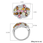 Multi-Tourmaline & Zircon Cluster Ring in Rhodium Overlay Sterling Silver 3.23 Ct_7856974_5