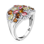 Multi-Tourmaline & Zircon Cluster Ring in Rhodium Overlay Sterling Silver 3.23 Ct_7856977_3