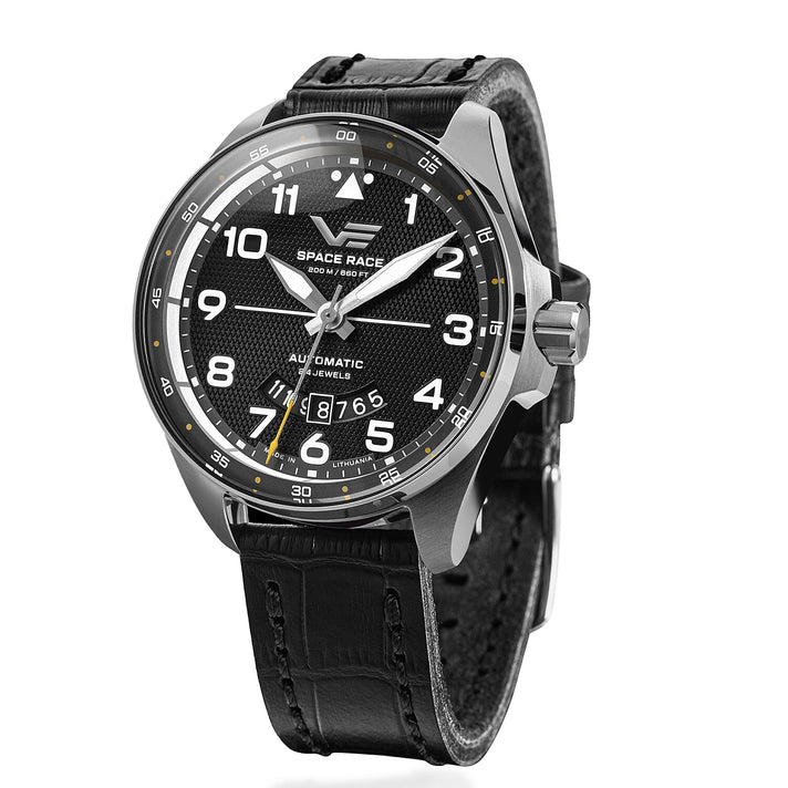 VOSTOK EUROPE Space Race Automatic Movt. 20ATM WR Mens Watch with Black Genuine Leather Strap - Black 7857104 1