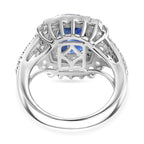 Extreme Rare Find - Natural AAA Kashmir Kyanite & White Zircon Cluster Halo Ring in Rhodium Overlay Sterling Silver 4.46 Ct._7857176_4