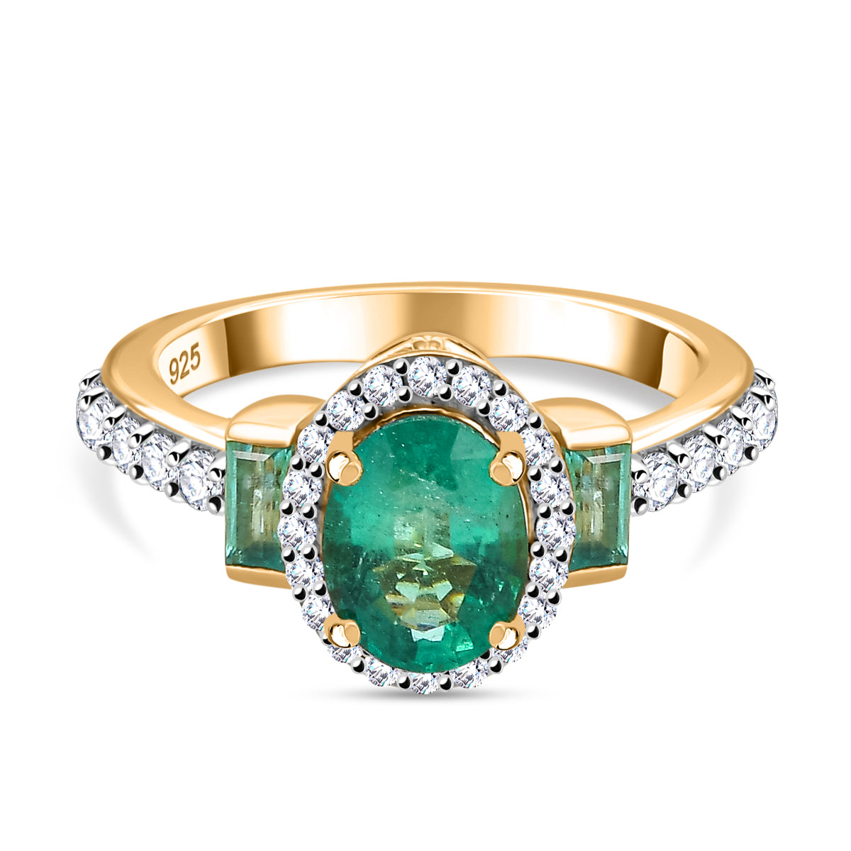 Zambian Emerald Ring in 18K Yellow Gold Vermeil Plated Sterling Silver 7857285 0