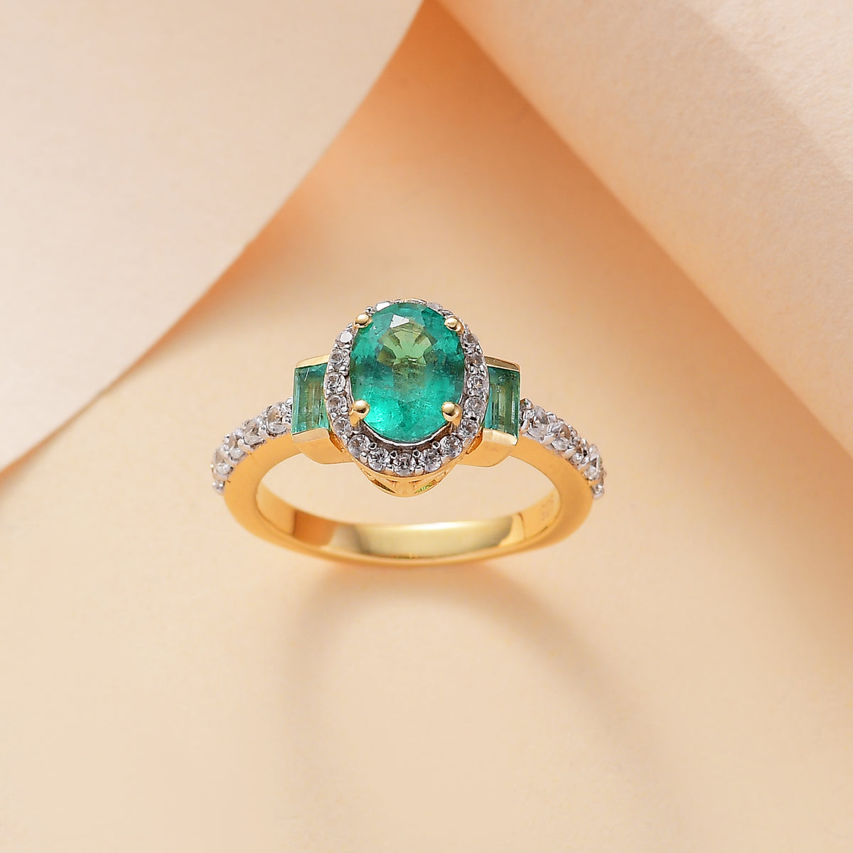Zambian Emerald Ring in 18K Yellow Gold Vermeil Plated Sterling Silver 7857285 2
