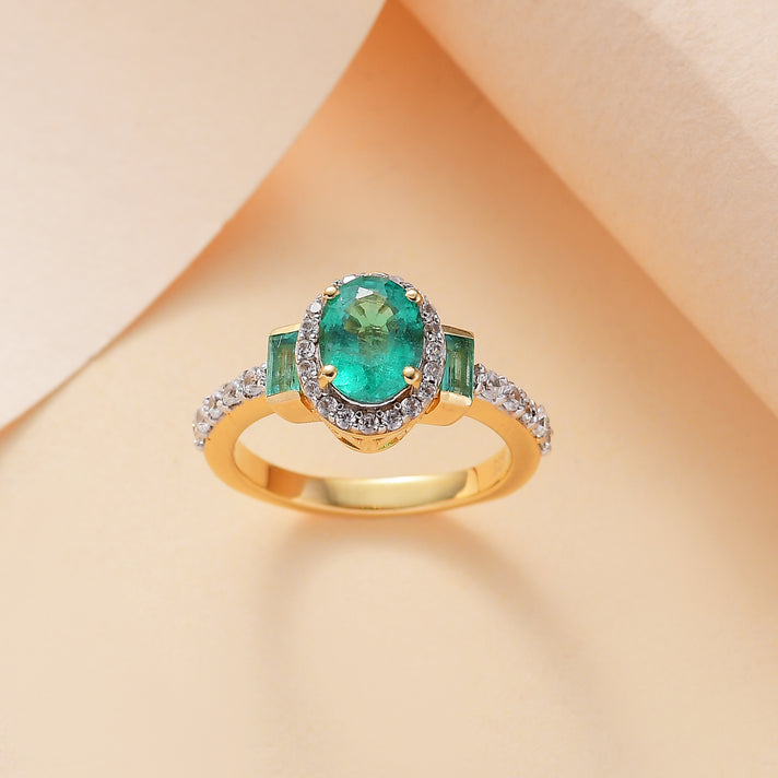 Zambian Emerald Ring in 18K Yellow Gold Vermeil Plated Sterling Silver 7857285 2