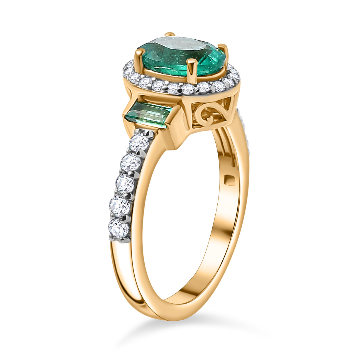 Zambian Emerald Ring in 18K Yellow Gold Vermeil Plated Sterling Silver 7857285 4