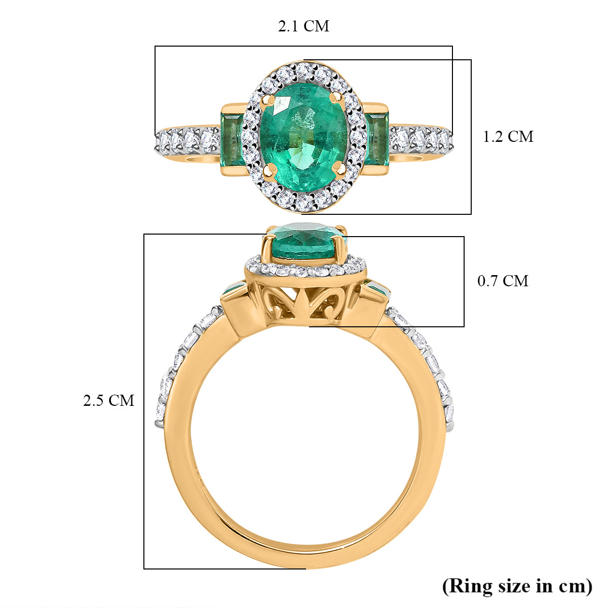 Zambian Emerald Ring in 18K Yellow Gold Vermeil Plated Sterling Silver 7857285 6
