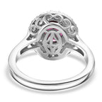 Rare Find - D'Joy Natural Ember Garnet & Moissanite Halo Ring in Rhodium Overlay Sterling Silver 1.90 Ct._7857582_4
