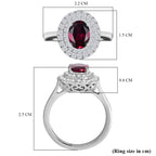 Rare Find - D'Joy Natural Ember Garnet & Moissanite Halo Ring in Rhodium Overlay Sterling Silver 1.90 Ct._7857582_5