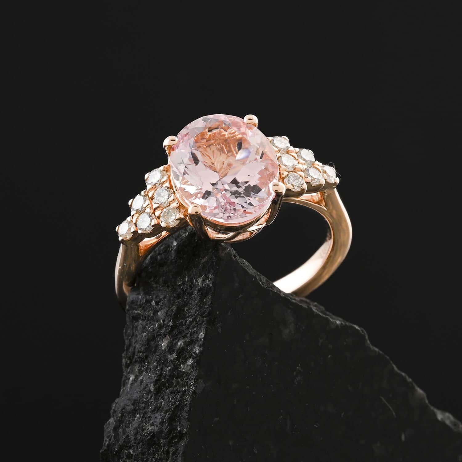 Certified &amp; Appraised LUXORO 10K Rose Gold AAA Pink Morganite, White Diamond I2 Ring 3.00 Ct. 7858498 1