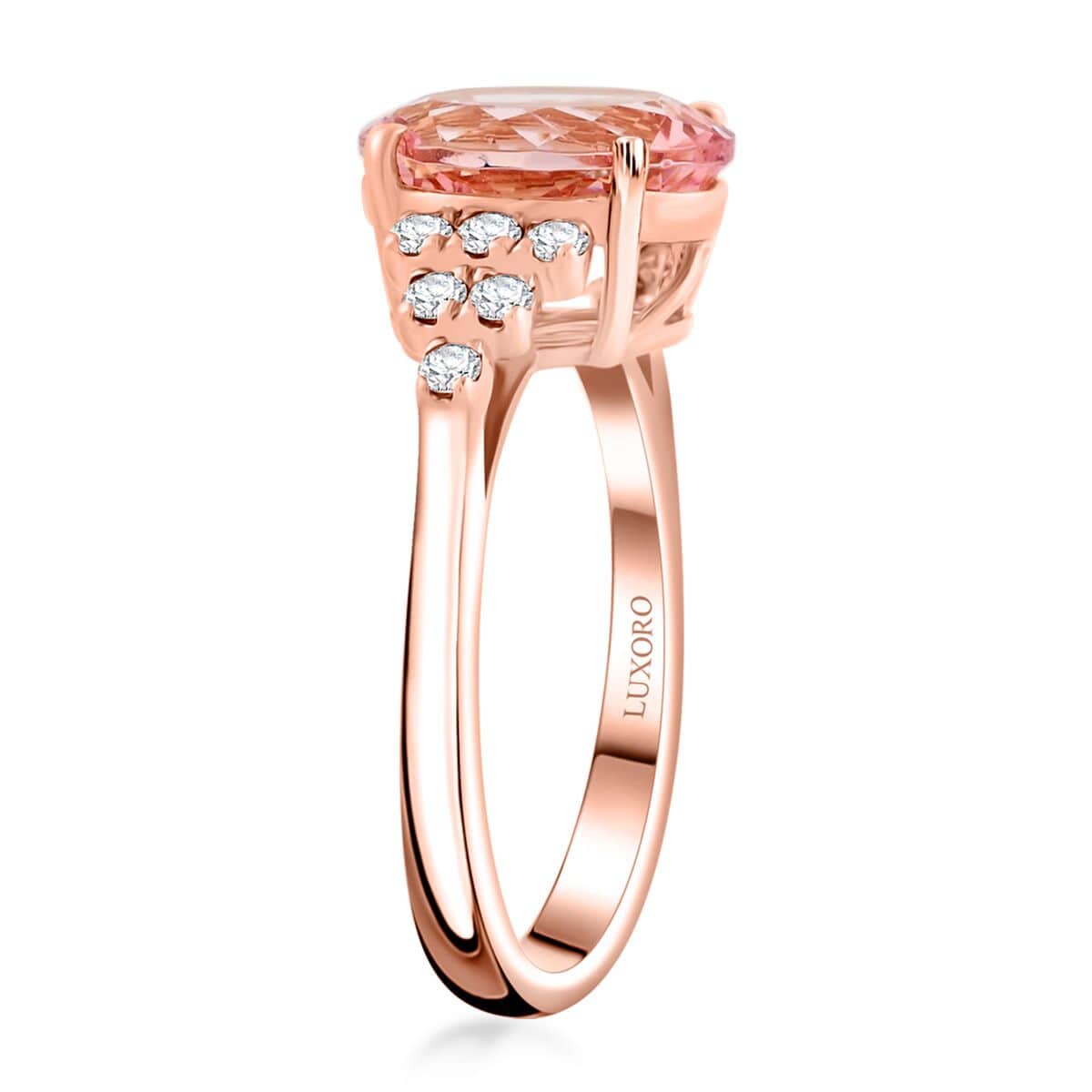 Certified &amp; Appraised LUXORO 10K Rose Gold AAA Pink Morganite, White Diamond I2 Ring 3.00 Ct. 7858498 3