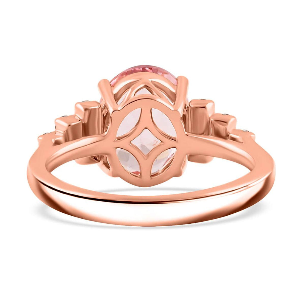 10K Rose Gold  AAA   Pink Morganite ,  White Diamond  I2 Ring 3.00 ct,  Gold Wt. 3.27 Gms  3.000  Ct._7858498_4