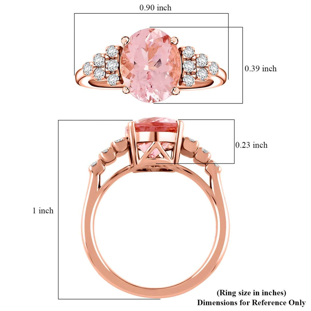 10K Rose Gold  AAA   Pink Morganite ,  White Diamond  I2 Ring 3.00 ct,  Gold Wt. 3.27 Gms  3.000  Ct._7858498_5