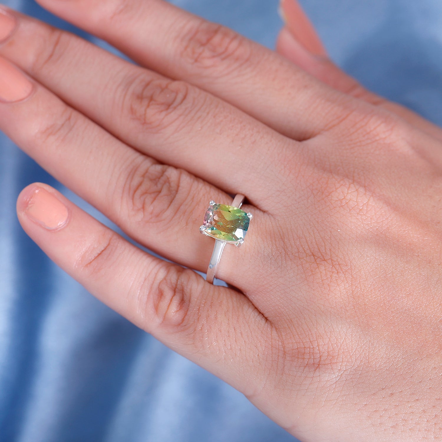 Rainbow Genesis Triplet Quartz  Ring in Sterling Silver 2.74 Ct. 7859539 2