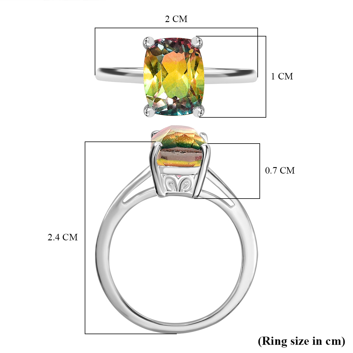 Rainbow Genesis Triplet Quartz  Ring in Sterling Silver 2.74 Ct. 7859539 5