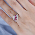 Gemfields Montepuez Ruby & Zircon Bypass Trilogy Ring in Rhodium Overlay Sterling Silver 1.25 ct_7859892_2