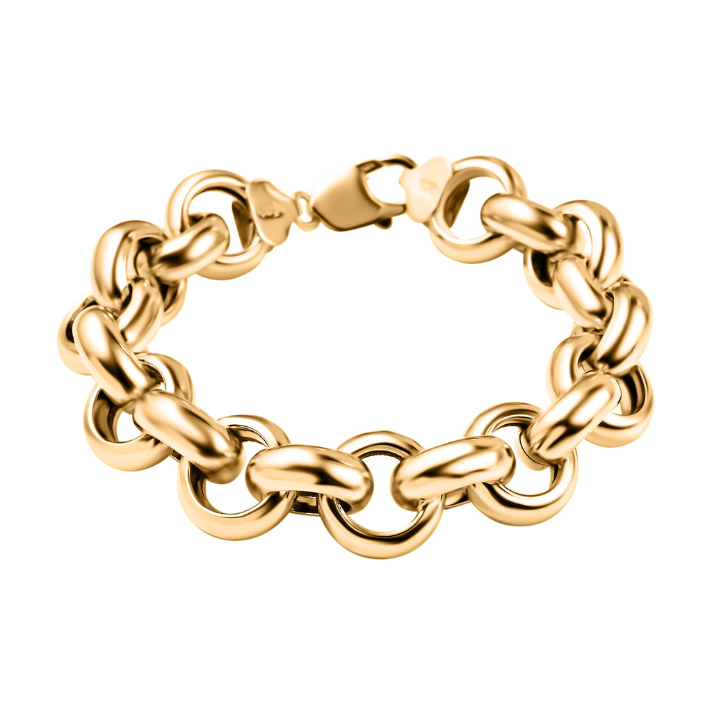 La Bella Fine Italian Jewellery Handmade Yellow Gold Plated Sterling Silver Belcher Bracelet (Size 8) with Lobster Clasp, Silver Wt. 47.30 Gms._7860173_2