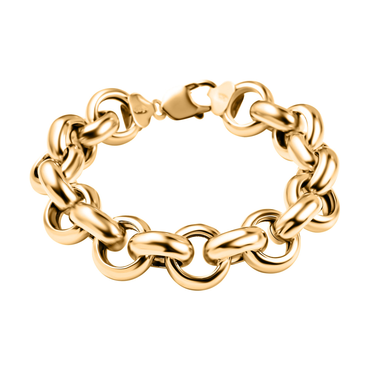 La Bella Fine Italian Jewellery: Handmade Yellow Gold Overlay Chunky Sterling Silver Belcher Bracelet (Size 8) 7860173 2