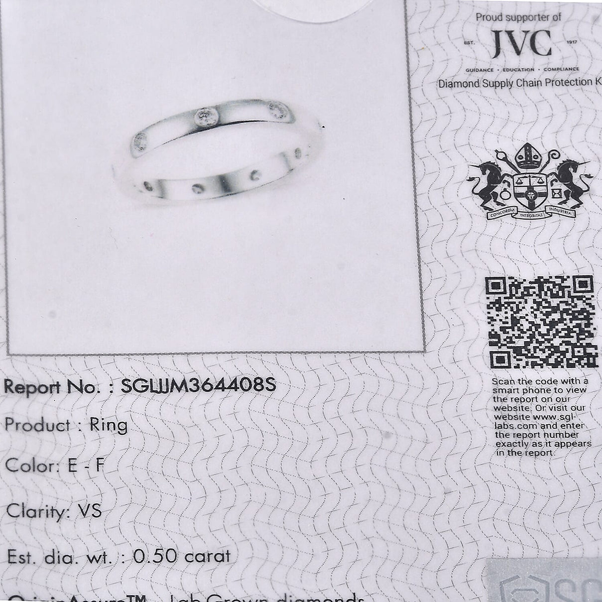 LUXURIANT 0.5 Ct. Lab Grown Diamond Band Ring in 950 Platinum, SGL Certified 7860830 7