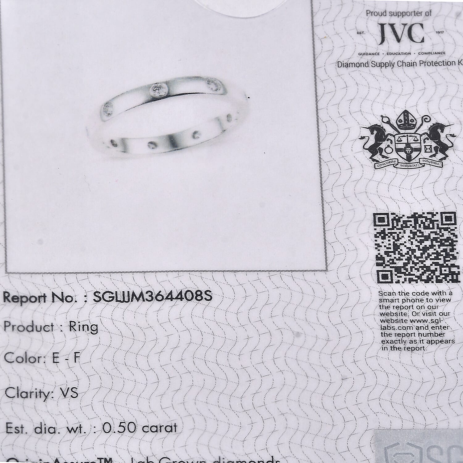 LUXURIANT 0.5 Ct. Lab Grown Diamond Band Ring in 950 Platinum, SGL Certified 7860830 7