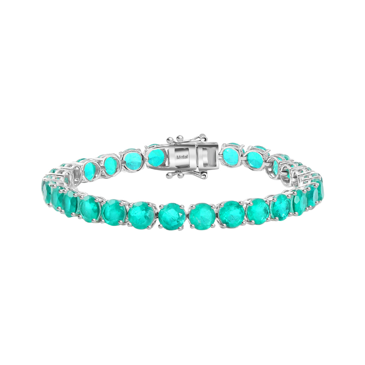 Emeraldine Quartz Bracelet (Size - 7)  in Rhodium Overlay Sterling Silver 33.90 ct. 7861171 0