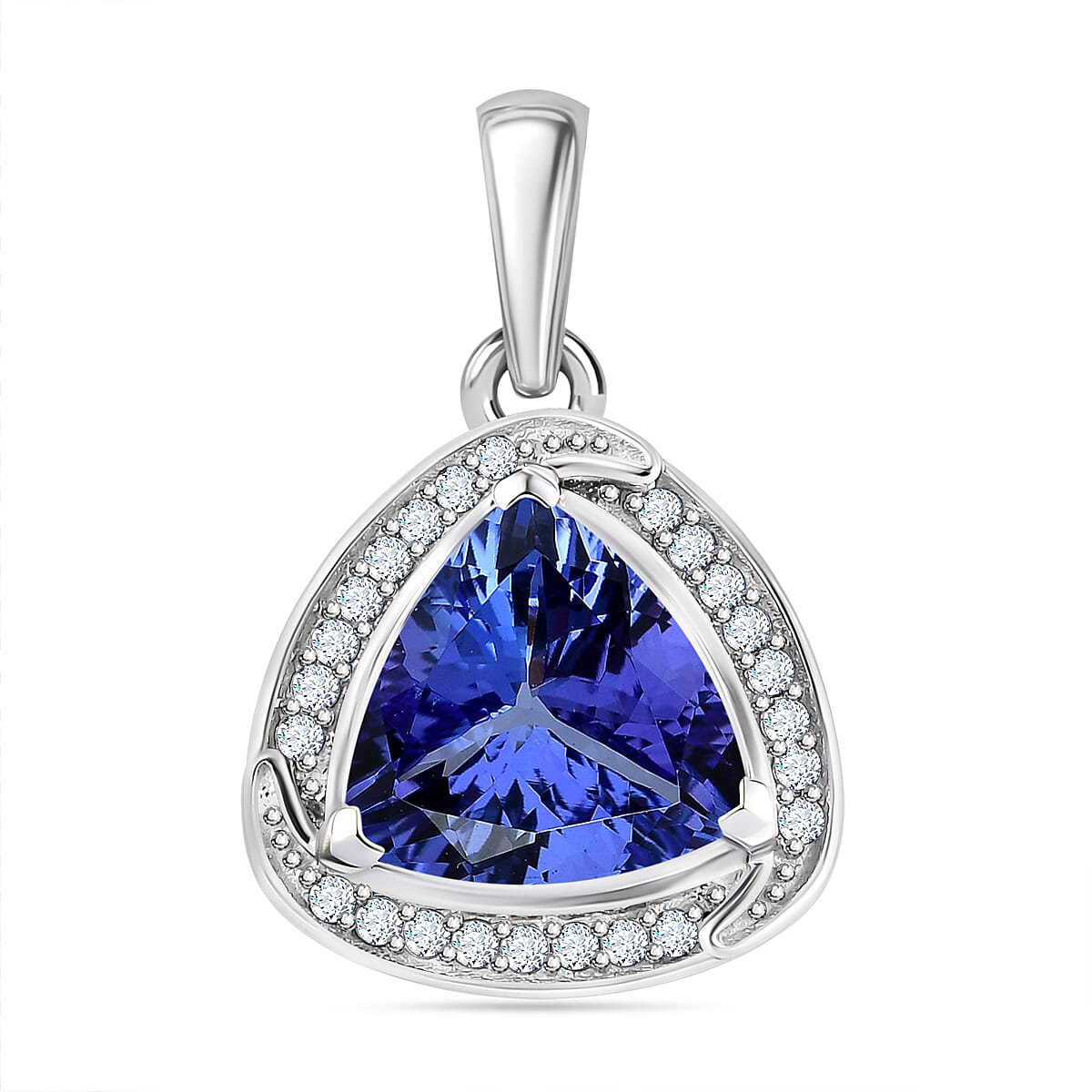 950 Platinum AAAA Tanzanite White Diamond EF, VS Halo Pendant 7861848 0