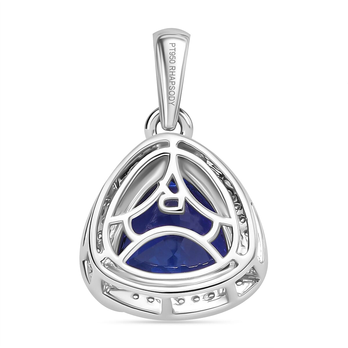 950 Platinum AAAA Tanzanite White Diamond EF, VS Halo Pendant 7861848 4