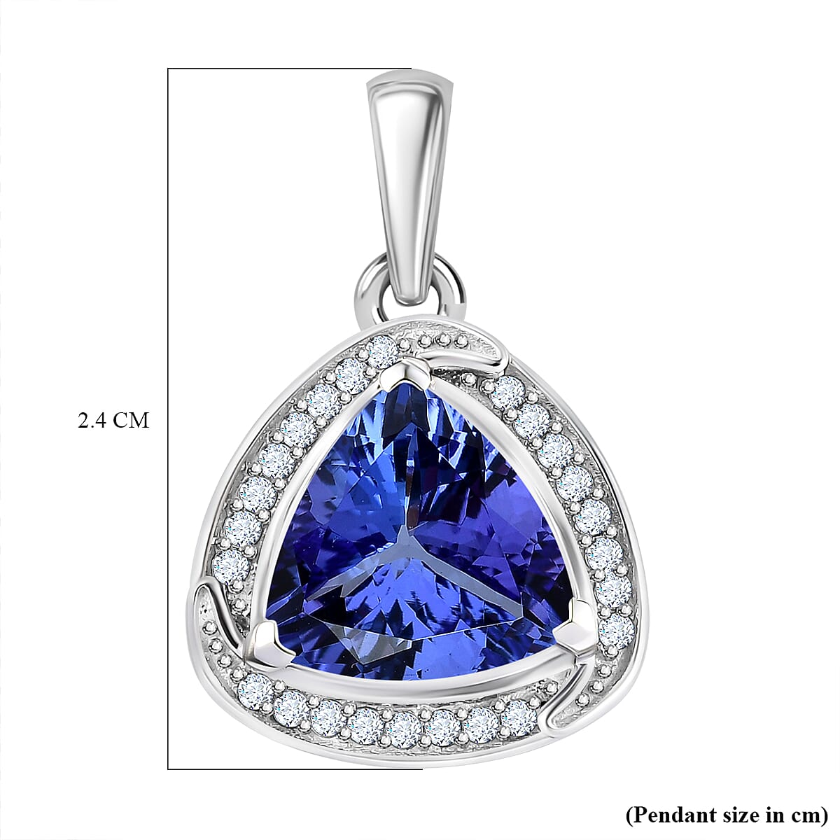 950 Platinum AAAA Tanzanite White Diamond EF, VS Halo Pendant 7861848 5