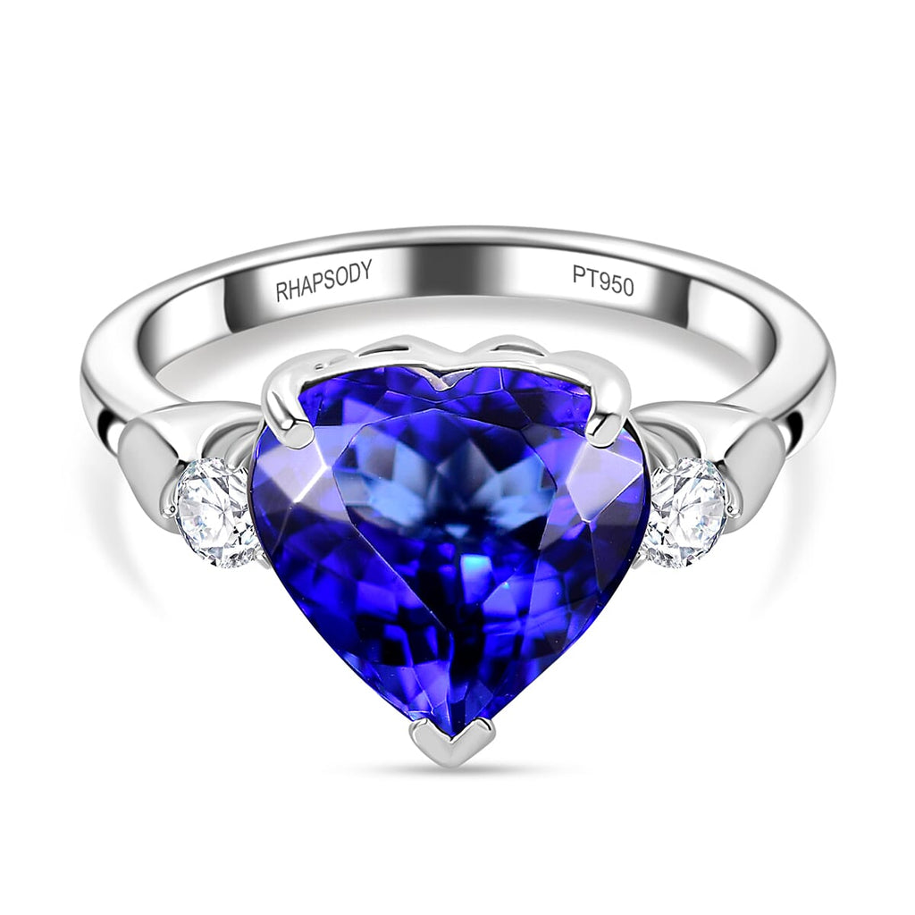 RHAPSODY 950 Platinum  AAAA  Tanzanite  White Diamond  EF, VS Solitaire Ring 5.68 ct,  Platinum Wt. 6.04 Gms