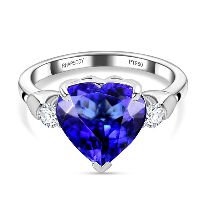 RHAPSODY 950 Platinum AAAA Tanzanite, White Diamond Solitaire Heart Ring 5.47 Ct. 7862033 1