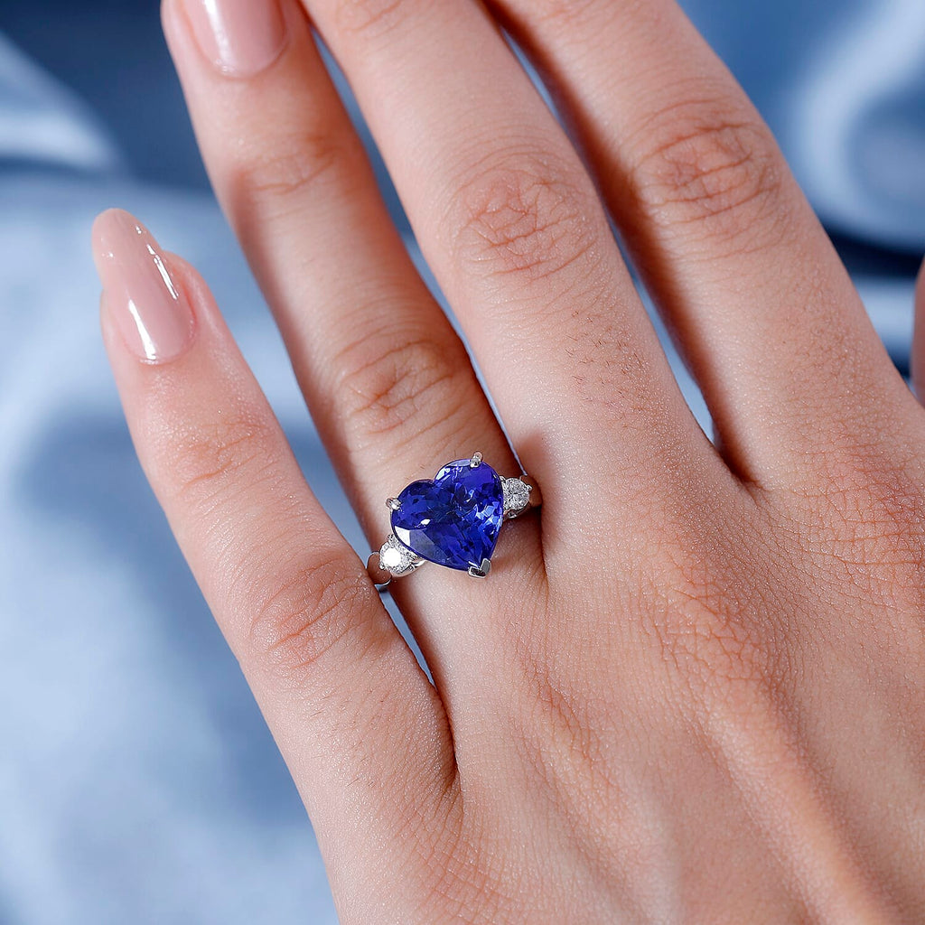 RHAPSODY 950 Platinum  AAAA  Tanzanite  White Diamond  EF, VS Solitaire Ring 5.68 ct,  Platinum Wt. 6.04 Gms