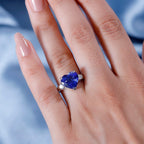 RHAPSODY 950 Platinum  AAAA  Tanzanite  White Diamond  EF, VS Solitaire Ring 5.68 ct,  Platinum Wt. 6.04 Gms