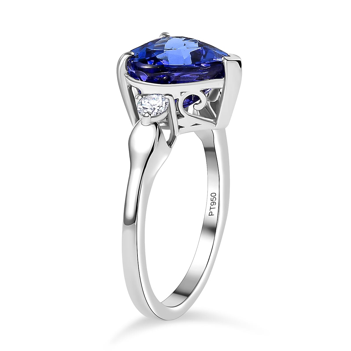 RHAPSODY 950 Platinum AAAA Tanzanite, White Diamond Solitaire Heart Ring 5.47 Ct. 7862033 3