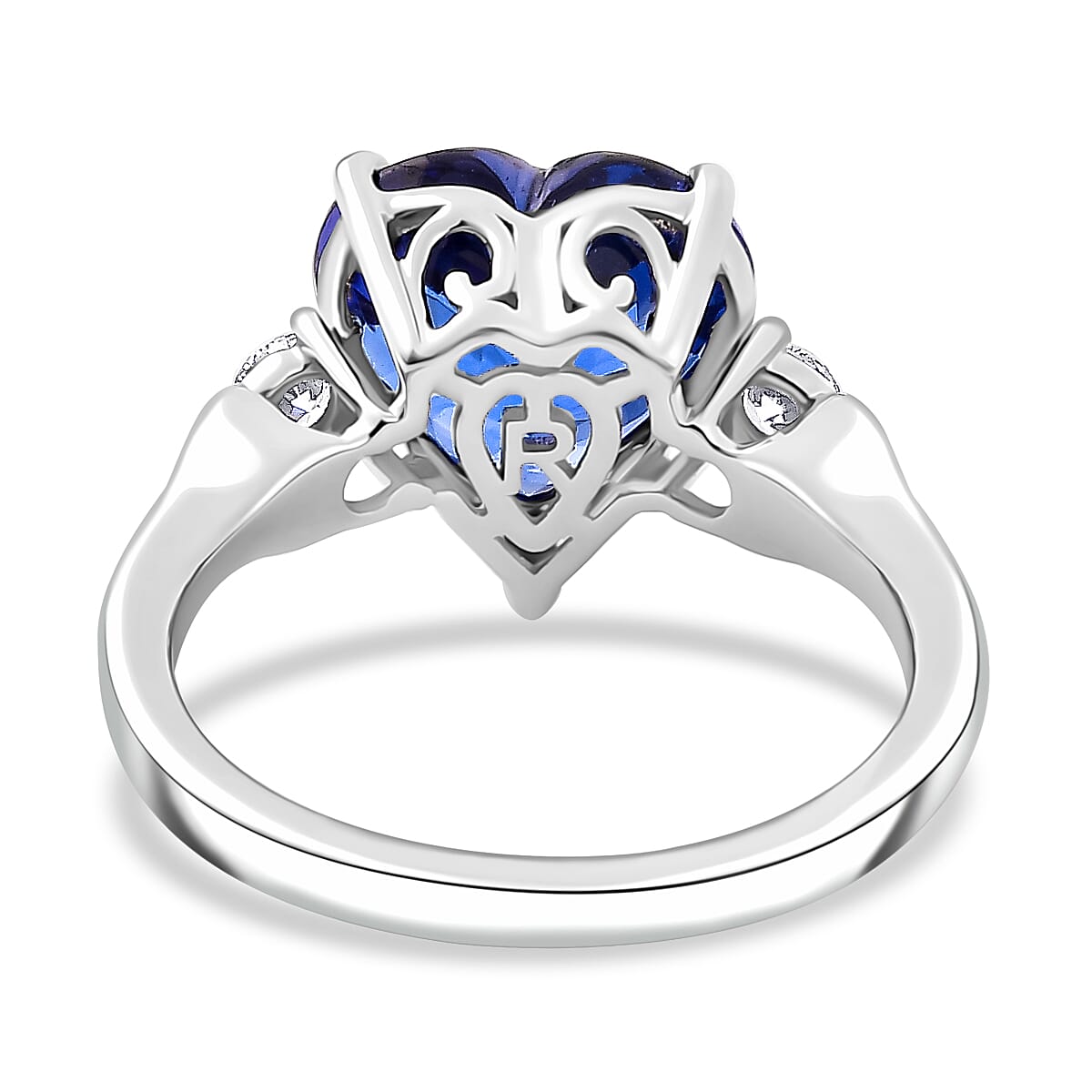 RHAPSODY 950 Platinum AAAA Tanzanite, White Diamond Solitaire Heart Ring 5.47 Ct. 7862033 4
