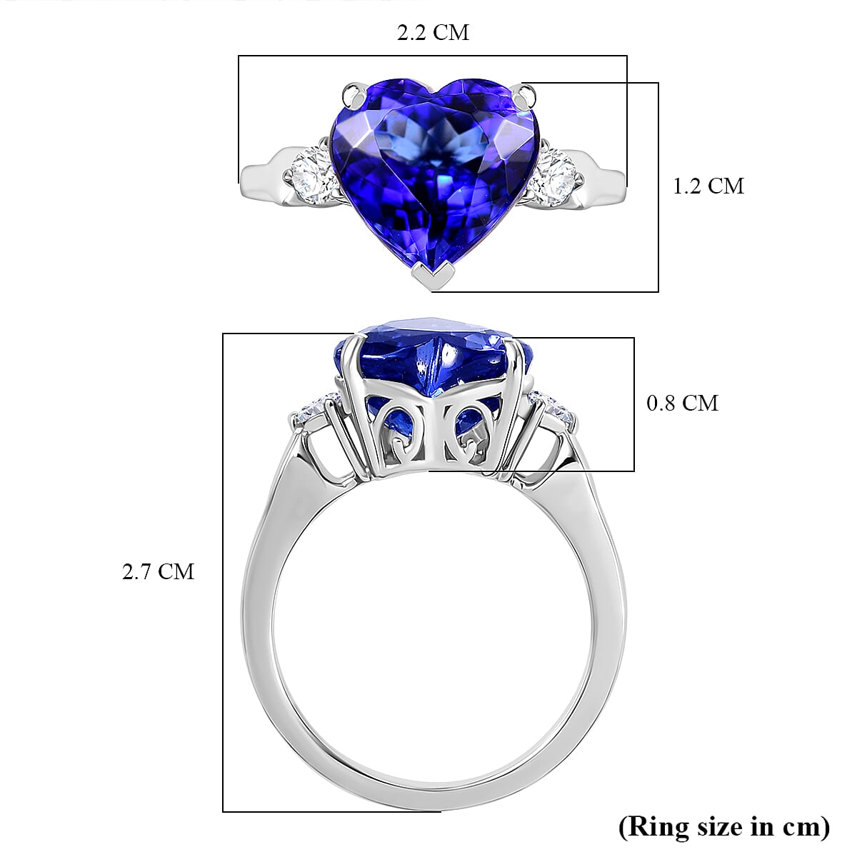 RHAPSODY 950 Platinum AAAA Tanzanite, White Diamond Solitaire Heart Ring 5.47 Ct. 7862033 5