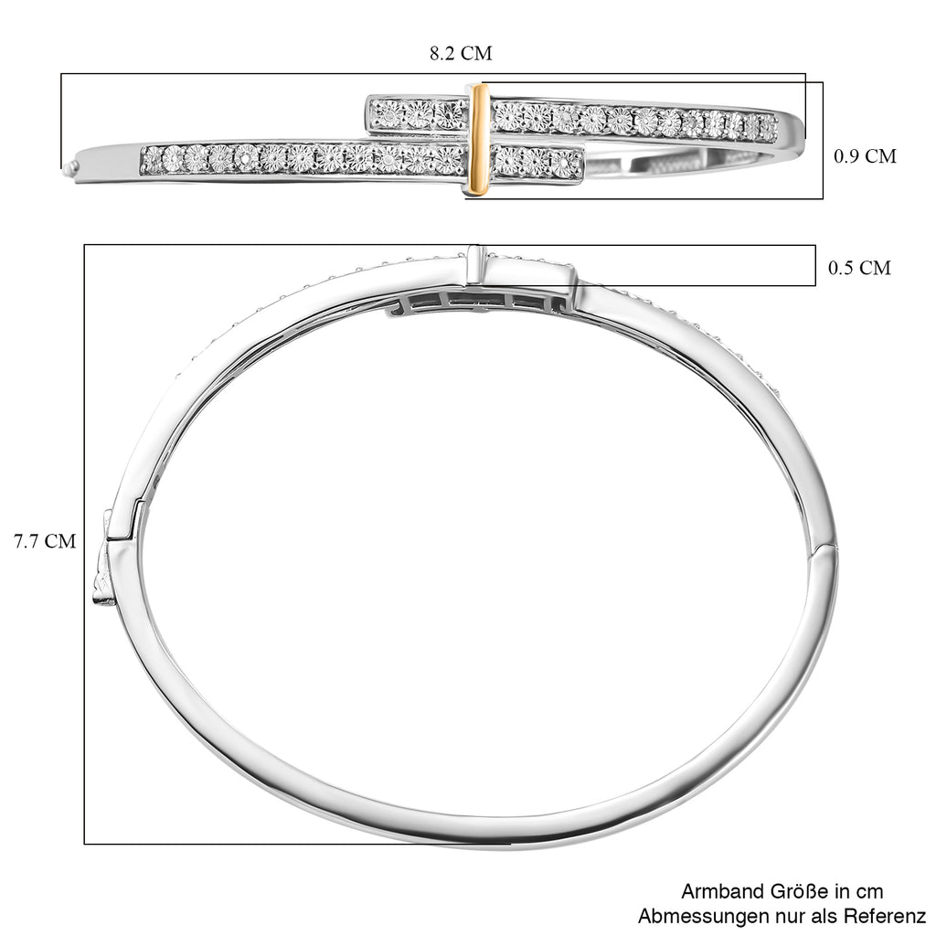 Designer Close Out - EverTrue Natural White Diamond Bangle (Size - 7.5) in Two Tone_7862412_5