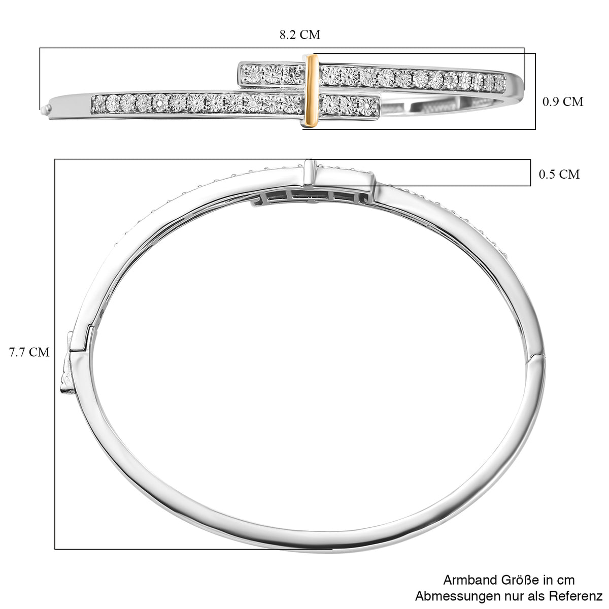 Designer Close Out - EverTrue Natural White Diamond Bangle (Size - 7.5) in Two Tone 7862412 6