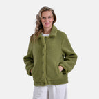 La Marey Fleeced Button Up Jacket with 2 Side Pockets  - Green_7864638