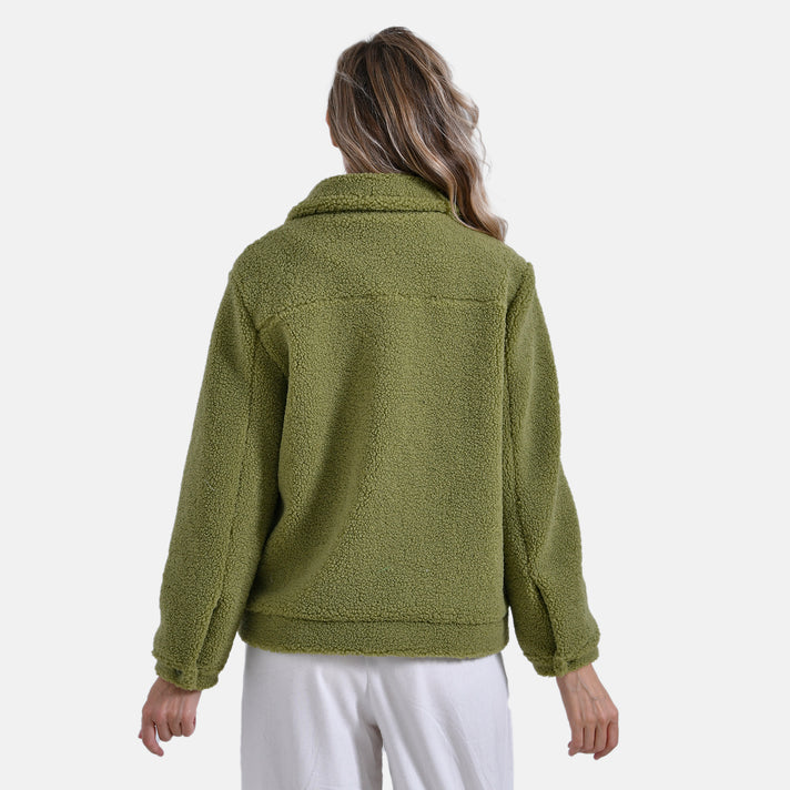 La Marey Fleeced Button Up Jacket with 2 Side Pockets  - Green 7864638 2