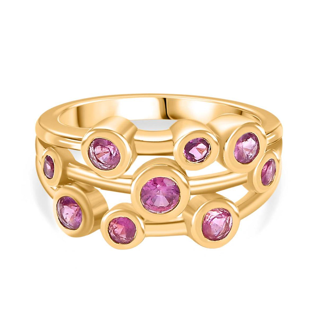 Gemfields Montepuez Ruby Bubble Ring in 18K Vermeil Yellow Gold Plated Sterling Silver 1.24 Ct._7874318