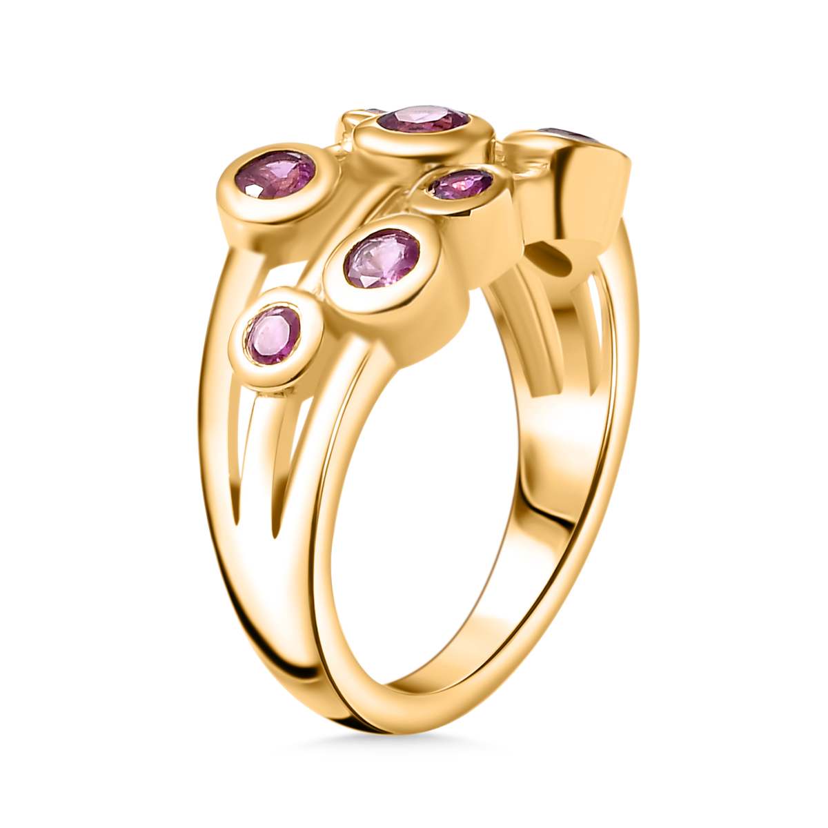 Mozambique Ruby Bubble Ring in 18K Yellow Gold Vermeil Plated Sterling Silver, 1.242  Ct. V32515843 3