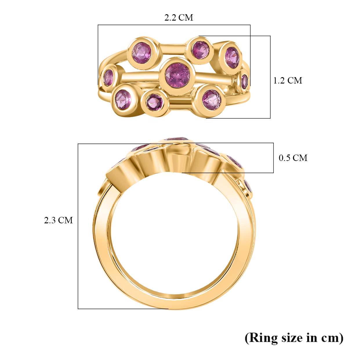 Mozambique Ruby Bubble Ring in 18K Yellow Gold Vermeil Plated Sterling Silver, 1.242  Ct. V32515843 5