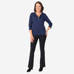 Auburn Solid Color Zip Blouse (Size 14 to 16) - Navy_7874757