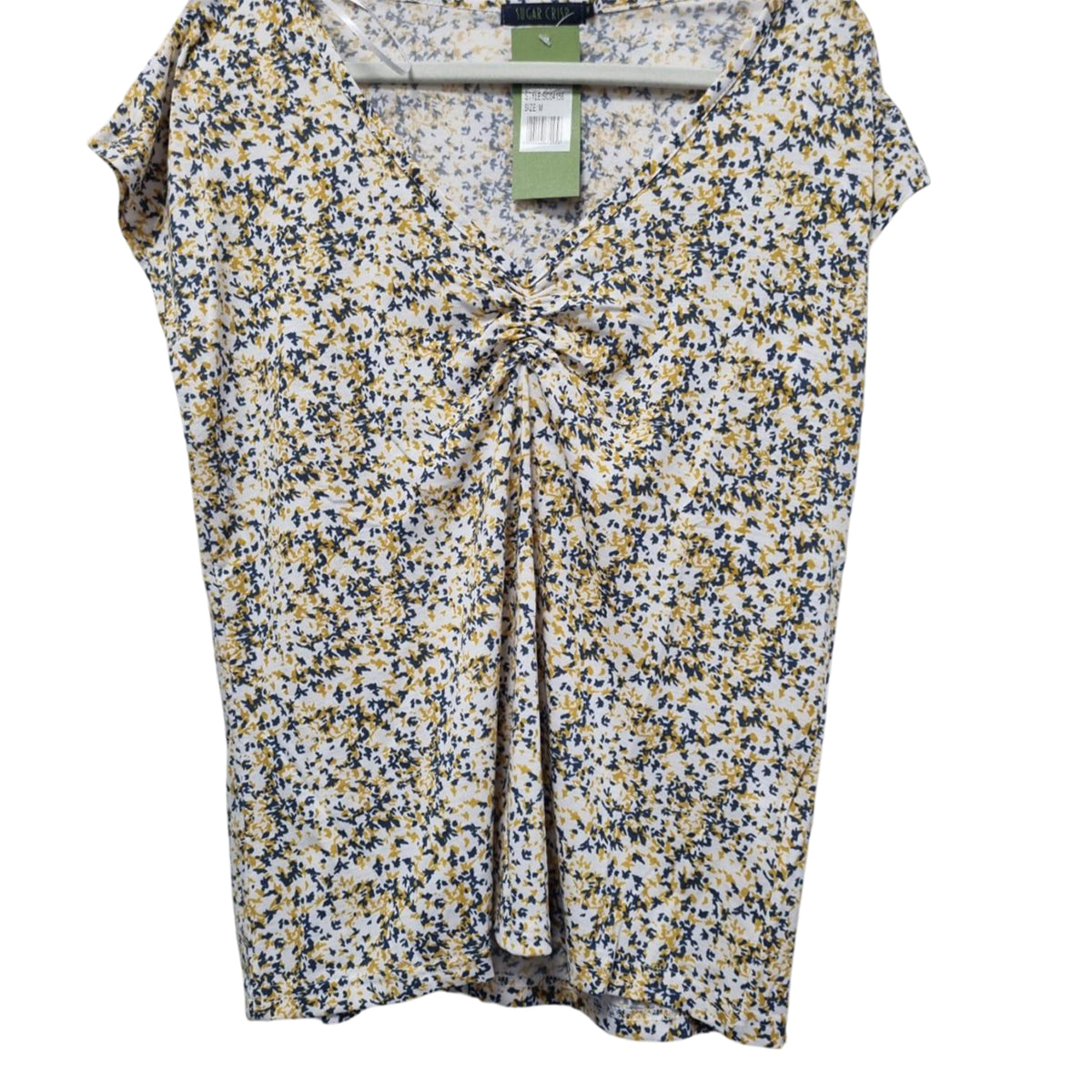 Sugar Crisp Polyester Woven Top (Size 1x1 cm) - Yellow White V32614681 0