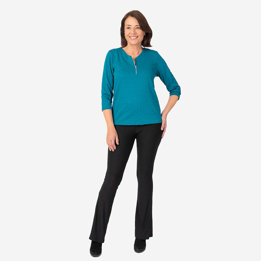 Auburn Solid Color Zip Blouse (Size 18 to 20) - Teal_7875027