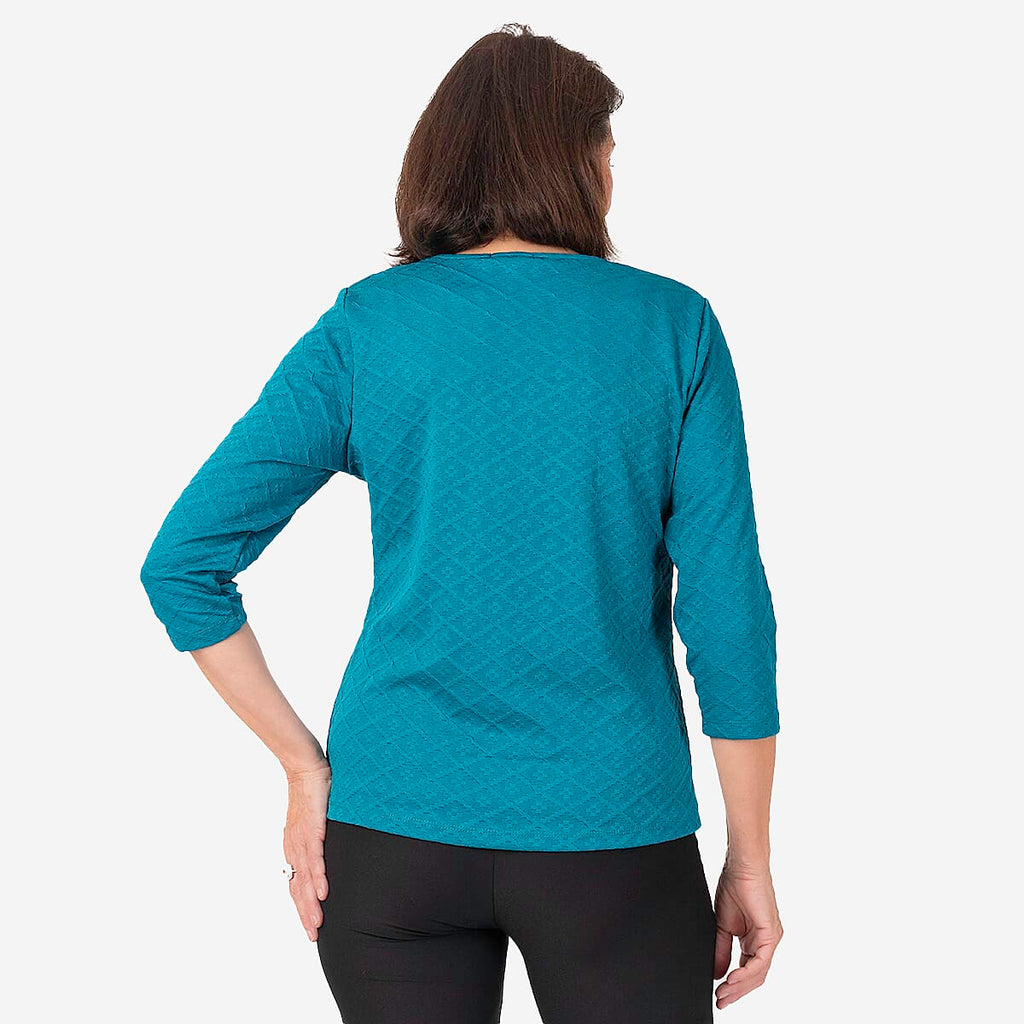 Auburn Solid Color Zip Blouse (Size 18 to 20) - Teal_7875027_4
