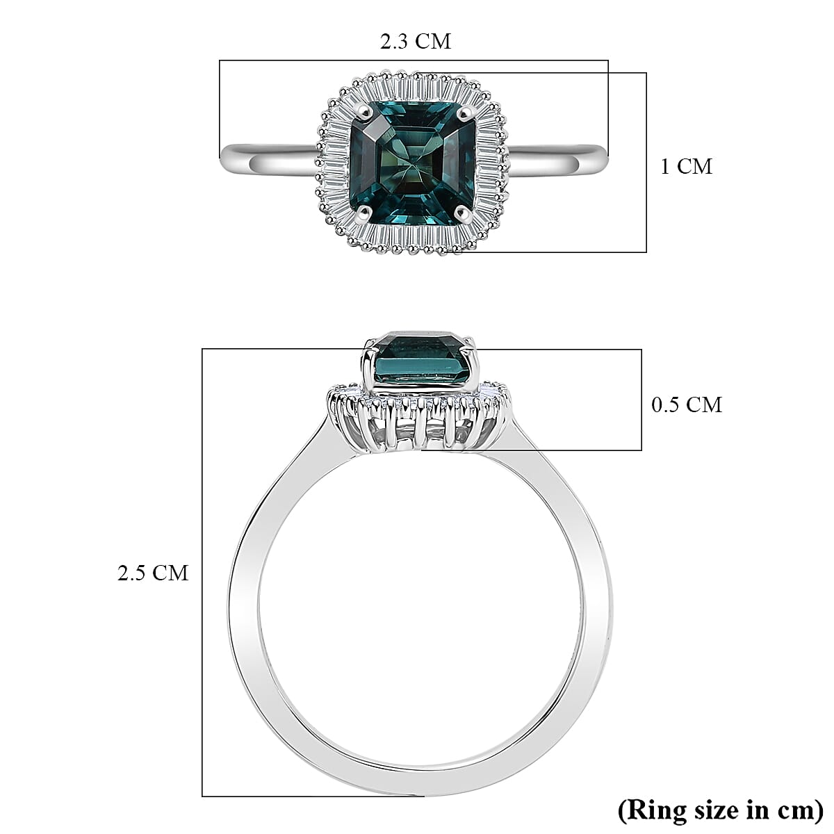 RHAPSODY 950 Platinum AAAA ASSCHER CUT Mutuca Indicolite and Diamond VS- EF Halo Ring 7875330 5